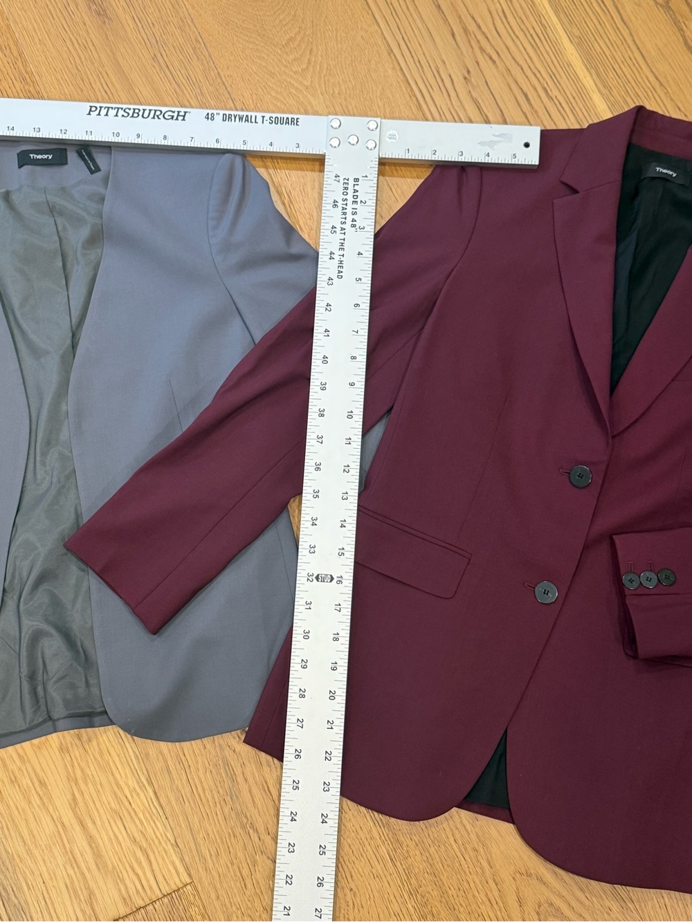 *Theory Blazer Bundle Women's Size 0 Gray Open Front & Burgundy Tailored Jackets - Picture 4 of 12